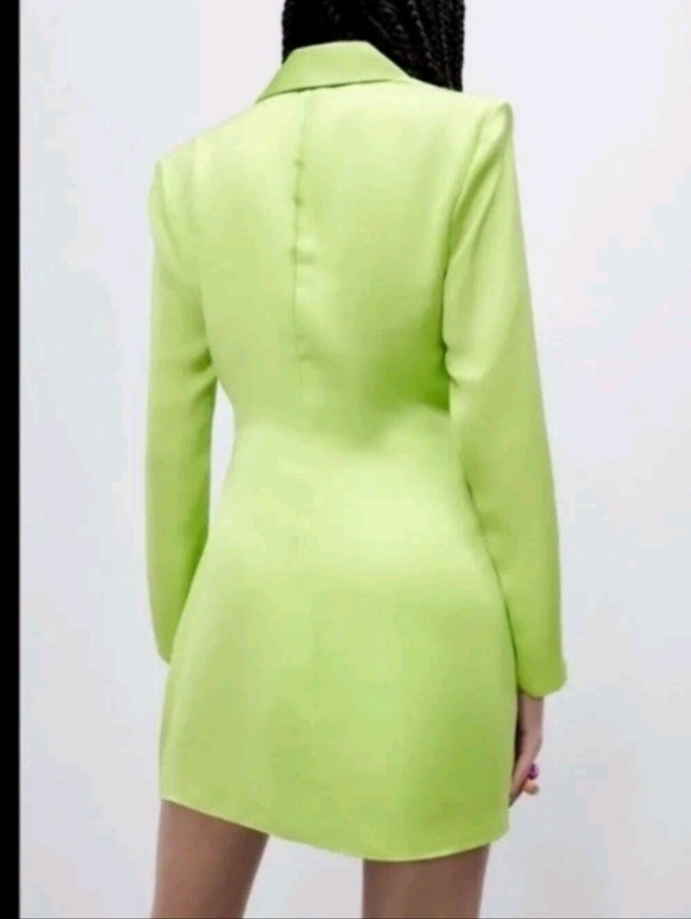 Zara Lime Satin Wrap Long Sleeve Mini Dress M - Picture 3 of 6